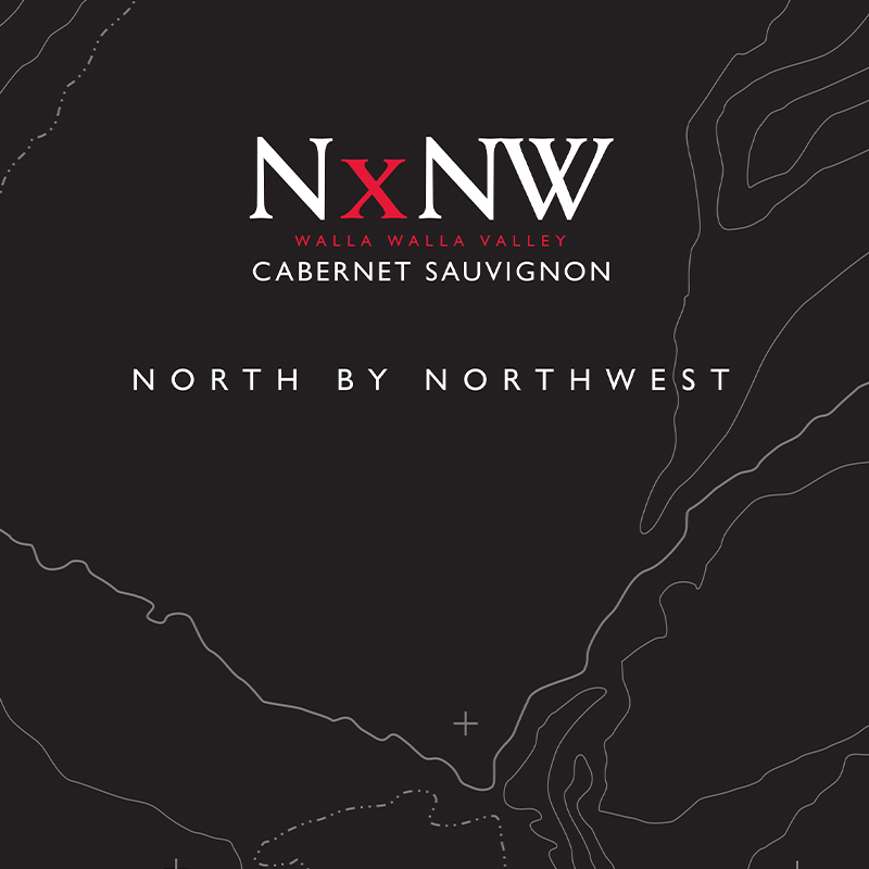 NxNW Walla Walla Valley Cabernet Sauvignon label, North by Northwest, on black