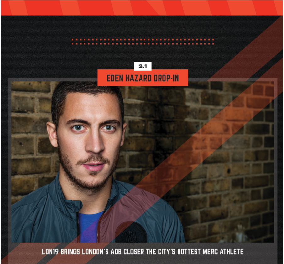 Nike London 'Eden Hazard Drop-In' card with a portrait of footballer Eden Hazard