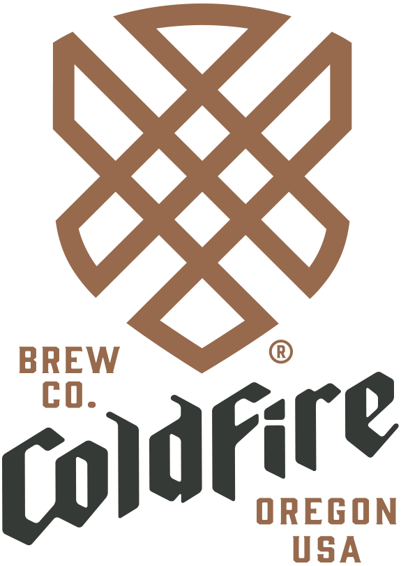 ColdFire Brewing logo with interlaced hop emblem and 'Brew Co. Oregon USA' wordmark