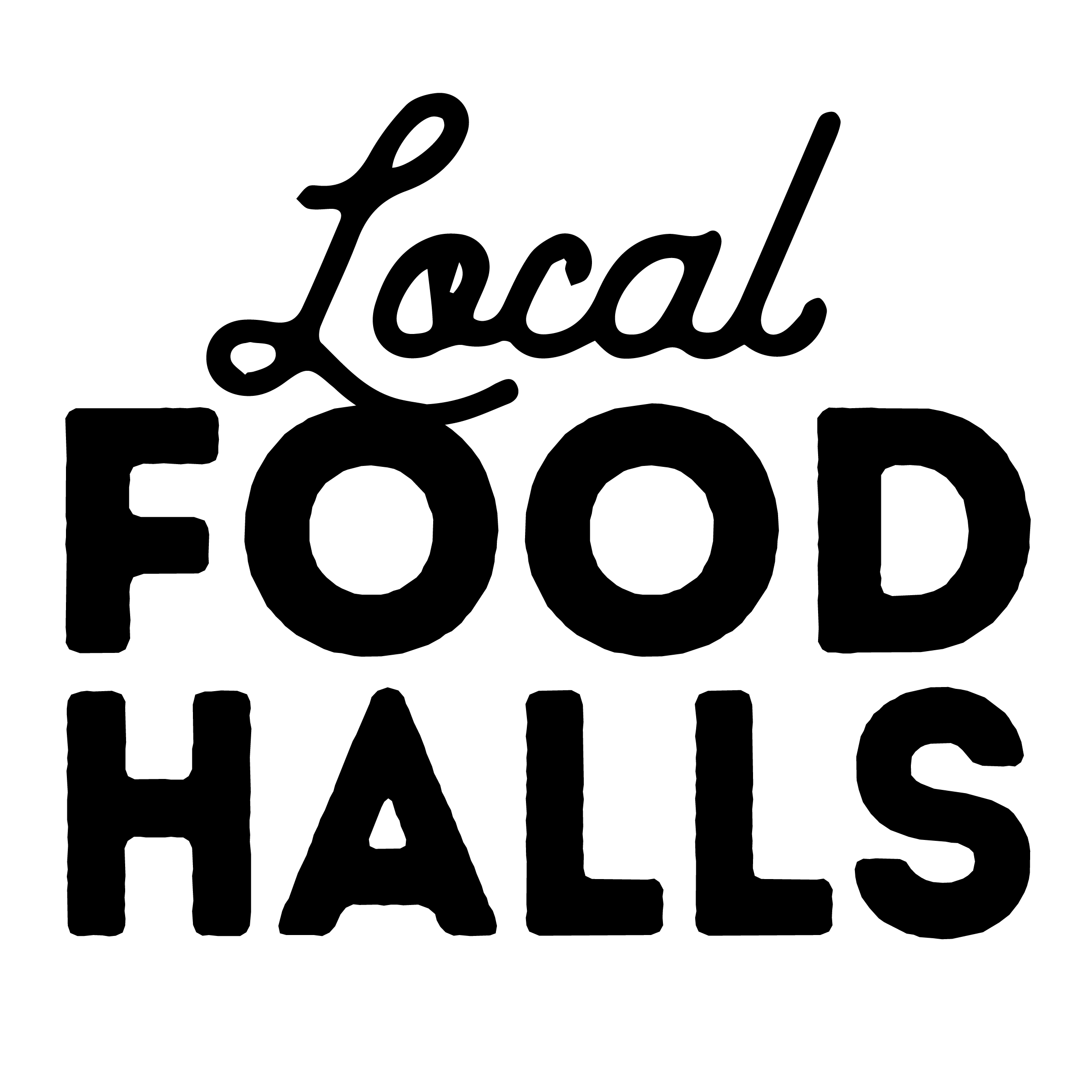 Local Food Halls wordmark logo in black hand-lettered type