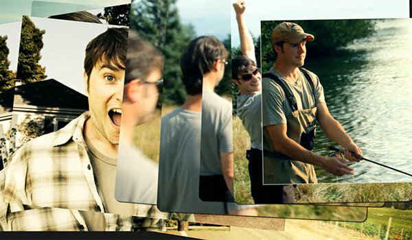 Photo collage of men fly fishing and celebrating by a river