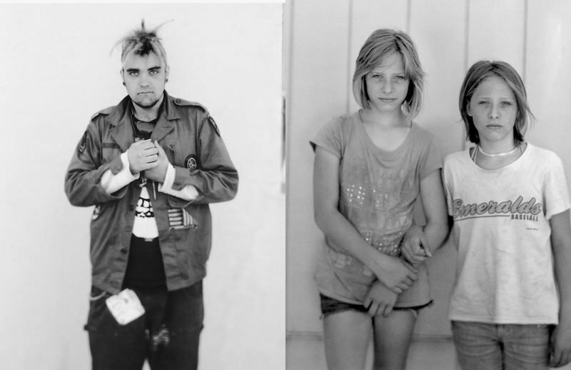 Black-and-white portraits of a punk man and two young Emeralds Baseball fans, by Trask Bedortha